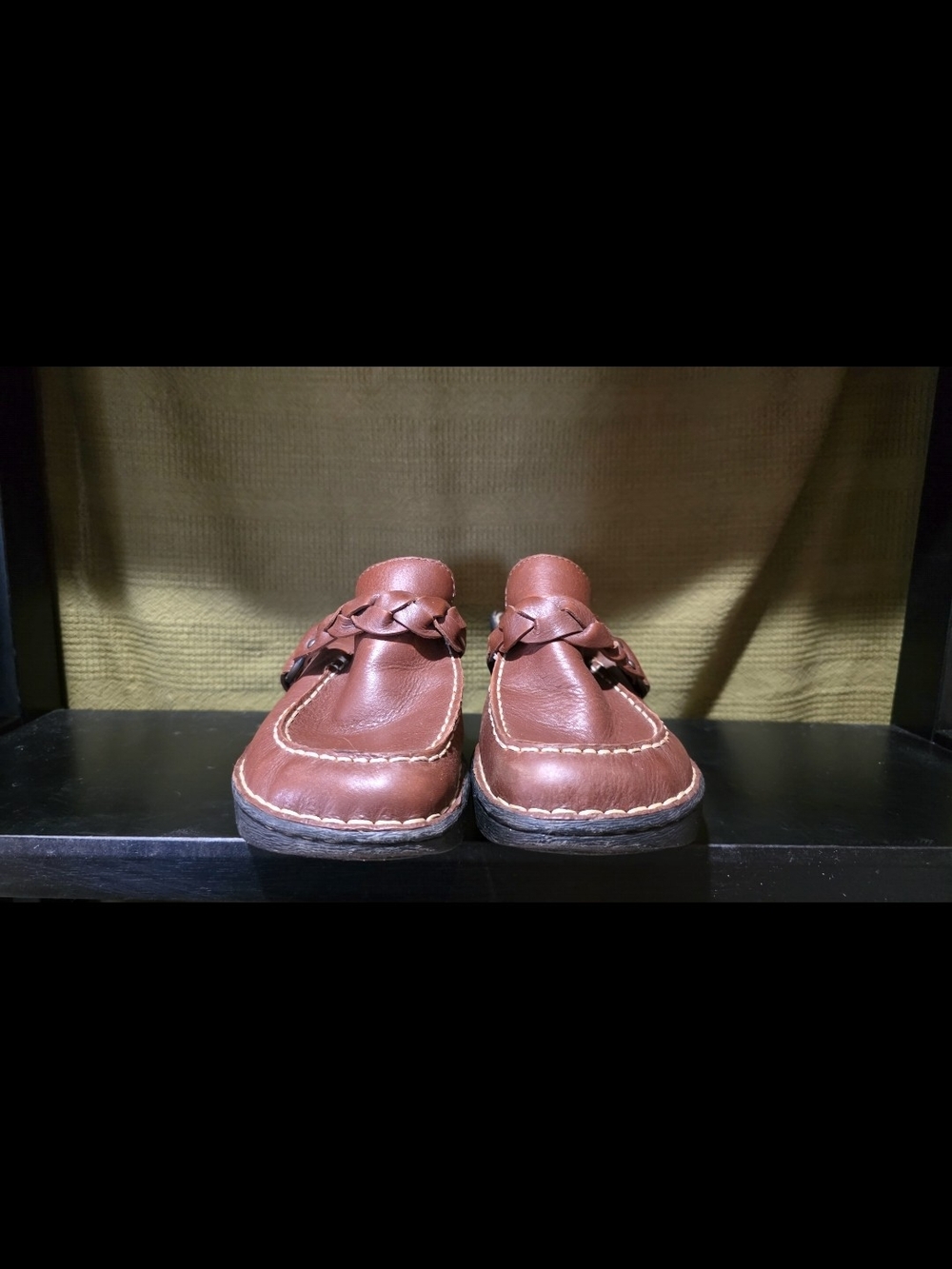 Thom McAn Women's Brown Braided Leather Mules